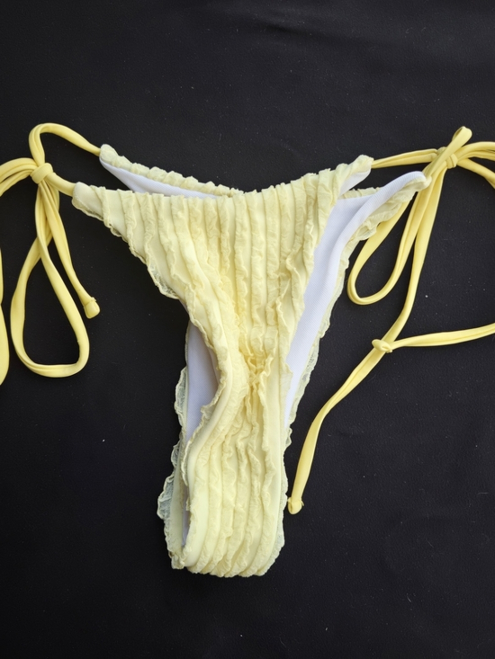 Yellow Ruffled Tie-Side Bikini Bottom - Women's Swim